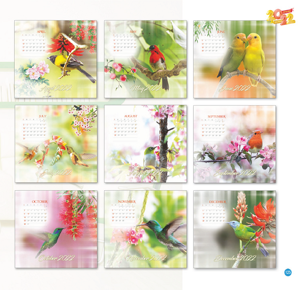 Lịch để bàn chủ đề Happy Birds LB-HT134